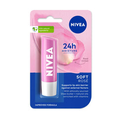 NIVEA Soft Rose Shine 4.8g Lip Balm | 24H Melt in Moisture Formula | Natural Oils | Glossy Finish,4.8 g (Pack of 1)