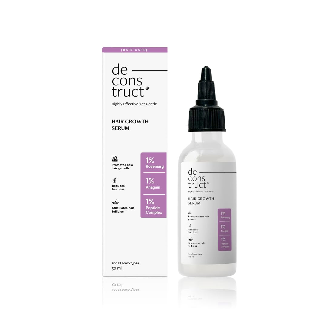 Deconstruct Hair Growth Serum with Rosemary and 1% Anagain + 1% Peptide complex | For Hair Growth & Hair Loss | Water-Based Serum for both Men & Women | 50ml