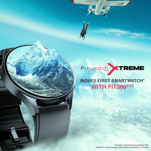 Prowatch Newly Launched Xtreme with Enhanced Fitness Features - 1.43" AMOLED AOD Display | Inbuilt GPS, Altimeter, Barometer & Compass | Body Energy Features| Corning Gorilla Glass 3 (Silicone)