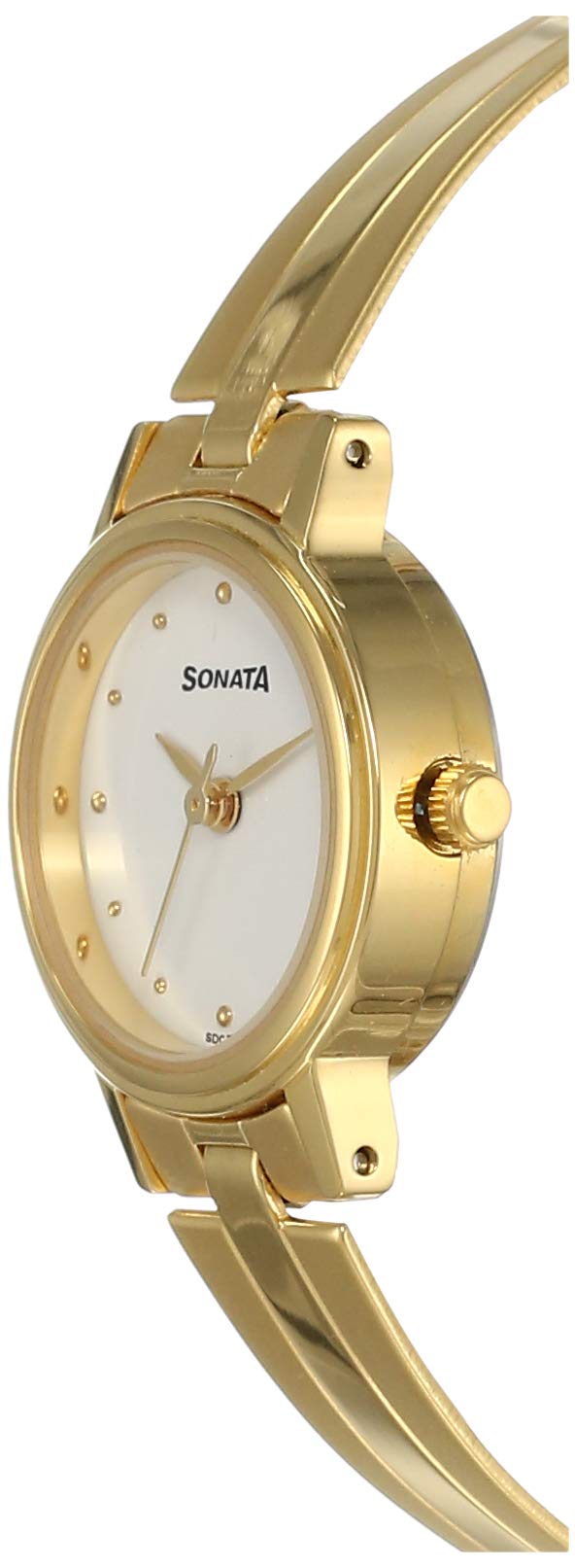 Titan Sonata Quartz Analog White Dial Gold Stainless Steel Strap Watch for Women - NT8096YM04