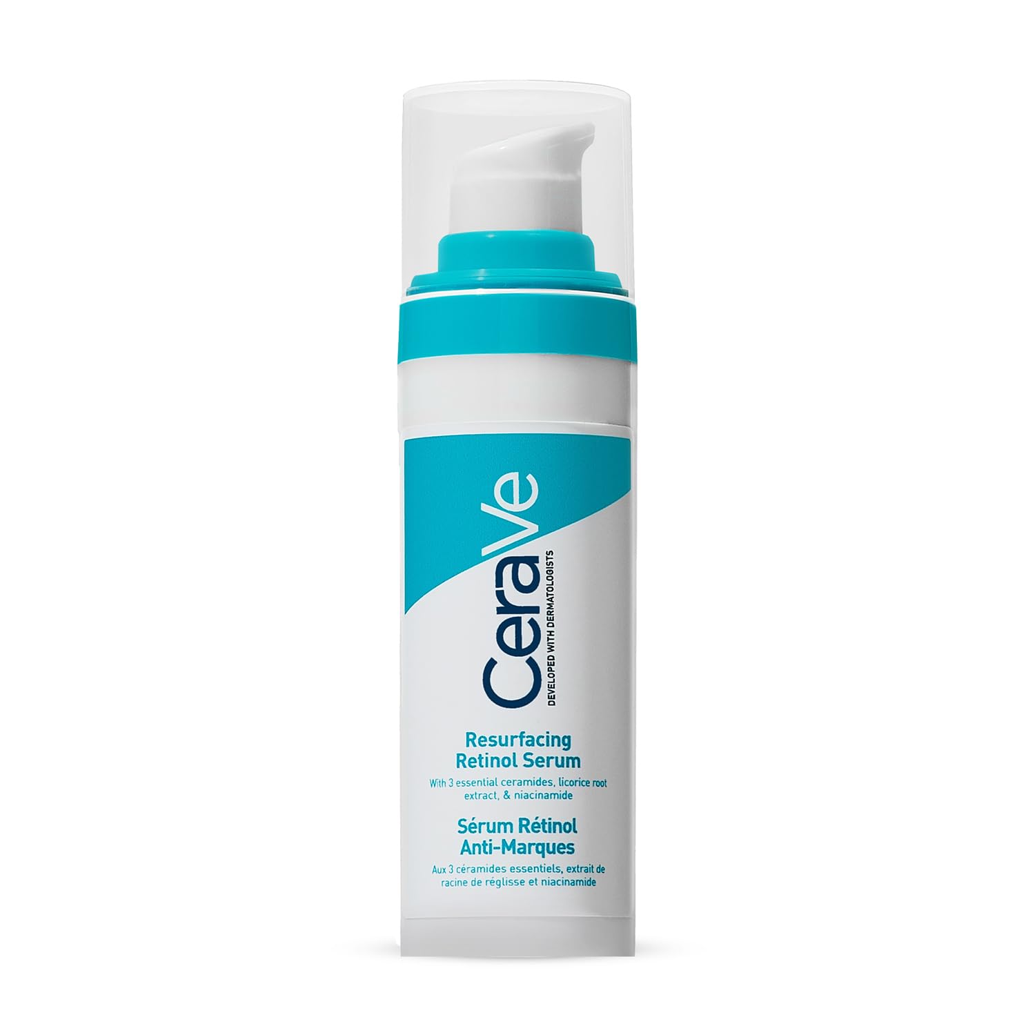CeraVe Resurfacing Retinol Serum For Blemish-Prone Skin, Reduces Post Acne Marks & Pores, Formulated with Licorice Root Extract & Niacinamide, Non-Comedogenic, 30ml