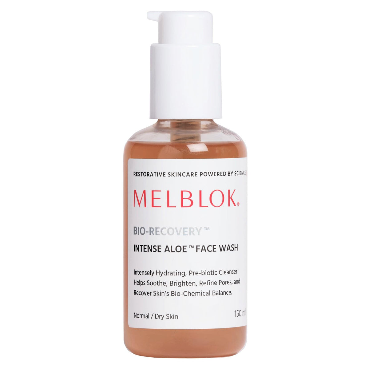 Melblok Bio-Recovery Intense Aloe™ Face Wash 150 ml | For Normal, Dry & Sensitive Skin| Hydrating, Non-Drying Prebiotic Face Cleanser with Niacinamide & Panthenol