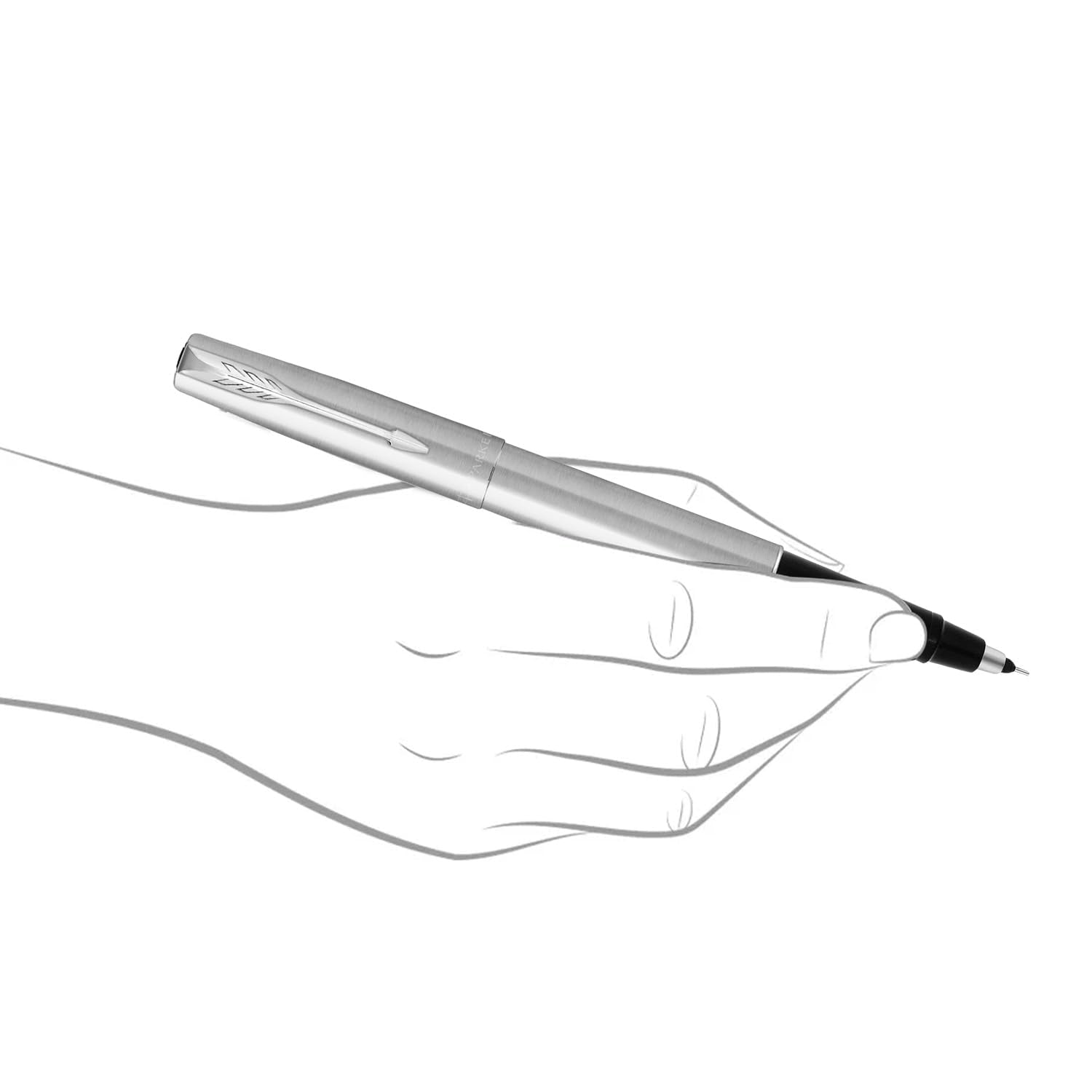 Parker Frontier Stainless Steel Chrome Trim Roller Ball Pen | Ink Color Blue | Ultra Fine Navigator Technology Refill | Smooth Writing Pen for Students, Writers, and Professionals