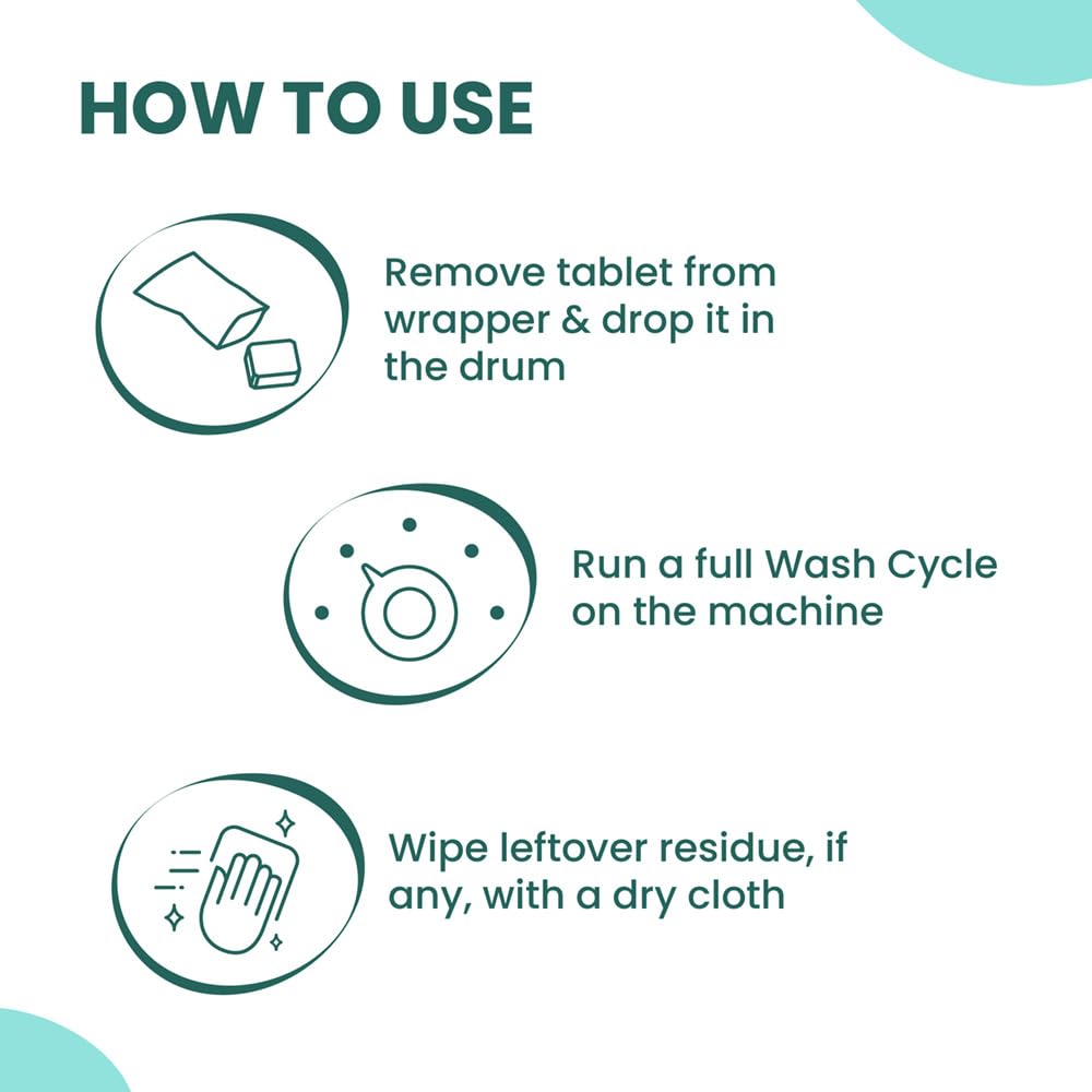 Happi Planet | Washing Machine Cleaner & Descaler Tablets | 8 Tablets | Removes Tough Grime, Limescale & Soap Scum | Used for Top & Front Load | Protects Clothes from Residue