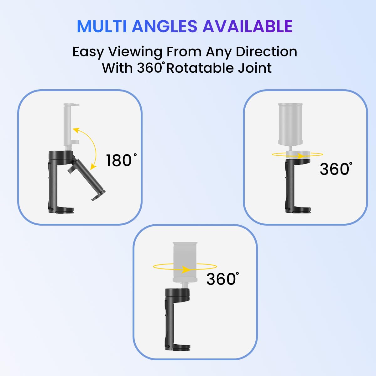 Portronics Mobot Clip Mobile Holder with 360° Adjustable Angles, Light Weight, Mobile Stand for Table/Video Recording/Vlogging, Compatible with 4 to 6.4 inch Smartphones (Black)