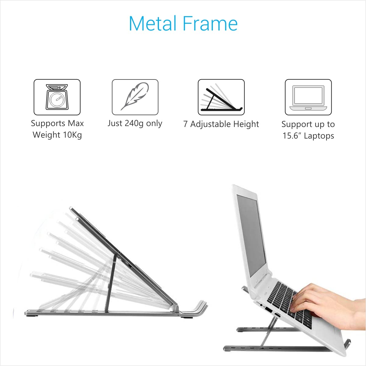 Portronics My Buddy K Portable Laptop Stand with Adjustable Height, Foldable, OverHeating Protection for Laptops & MacBooks (Grey) - Laptop Stands from Portronics - Shop in Sri Lanka at Arcade.lk