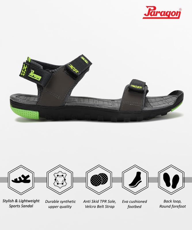 Paragon K1407G Stylish Velcro Sandals for Men | Durable, Comfortable & Lightweight Sandals with Cushioned Soles | Easily Washable | Ideal for Outdoor Use