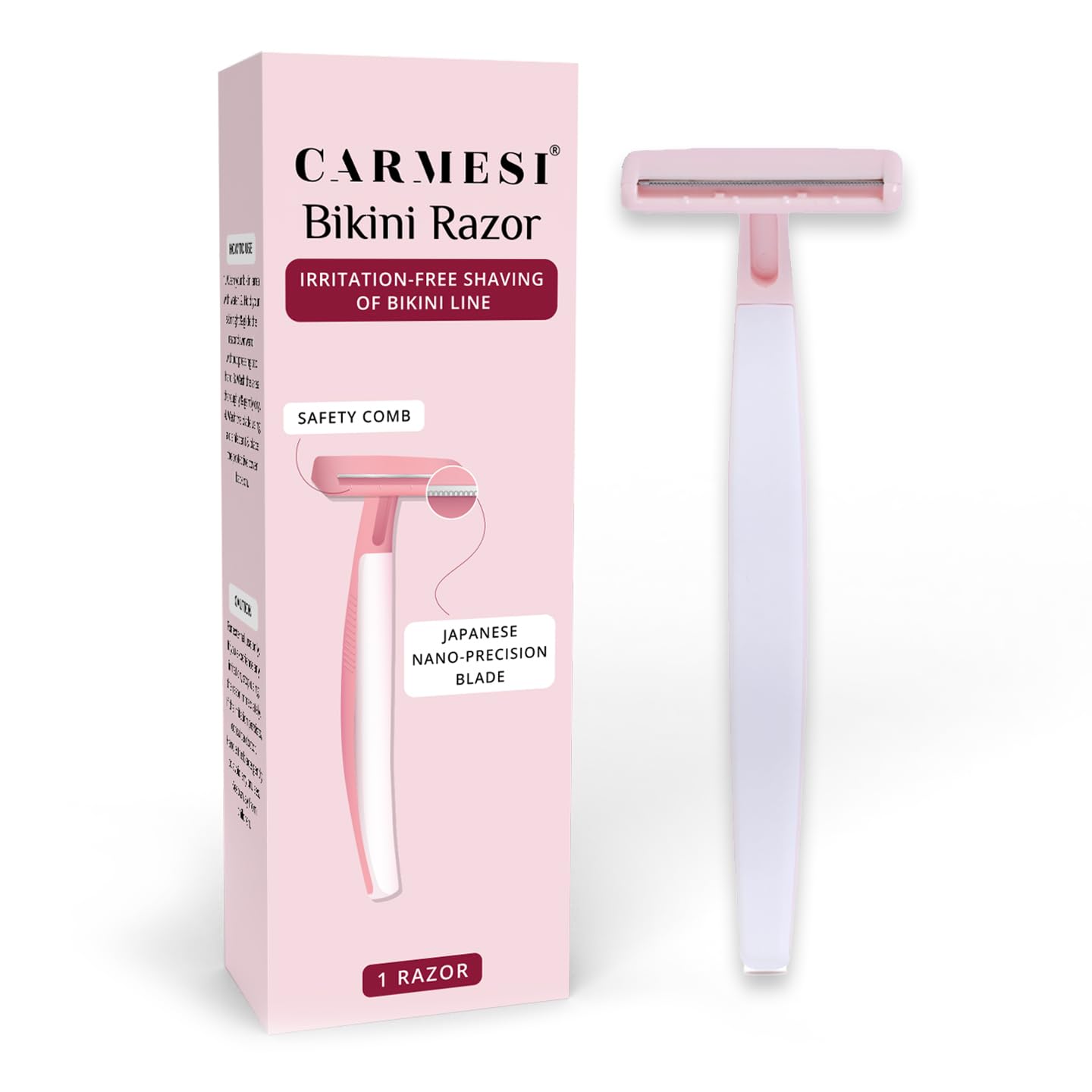 Carmesi Bikini Razor for Women | For Irritation-Free Shaving of Bikini Line | Pack of 1, White