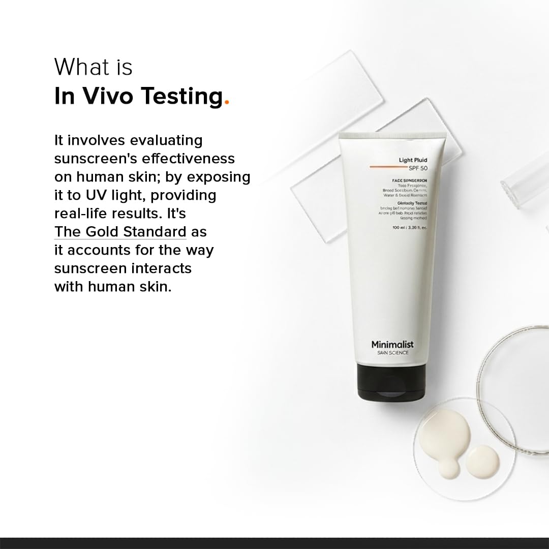 Minimalist Light Fluid Sunscreen SPF 50 for Oily Skin (PA++++) | Clinically Tested in US| No White Cast | Broad Spectrum | Lightweight, Water & Sweat Resistant | For Women & Men | 100ml
