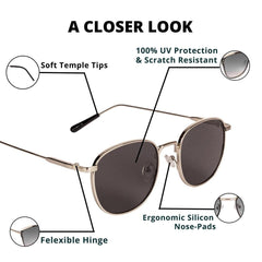 Voyage Round Non-Polarized Sunglasses for Men & Women (2036MG2977, 58, Black & Silver)-Pack of 1