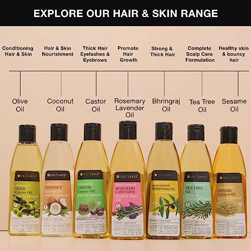 Soulflower Rosemary Hair Growth Oil, Hair Fall Control, Healthy Scalp, Strong Hair, Rosemary, Lavender, Castor|100% Pure, Natural, Organic, Clinically Proven for Hair Growth, 225ml