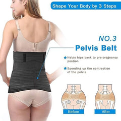 DOLTAS 3-in-1 Post Pregnancy Abdominal Belt for Women – C-Section Abdomen Belt & Belly Wrap for After Delivery Recovery – Adjustable Postpartum Belt, (Free Size) (BLACK)