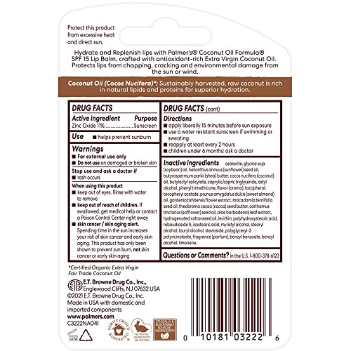 Palmer's Coconut Oil Formula Spf 15 Lip Balm, Pack of 2, Multicolor