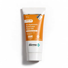 The Derma Co 1% Hyaluronic Sunscreen Aqua Gel SPF 50 PA++++ | Hydrating, Lightweight & Non-Greasy | No White Cast | Broad Spectrum & Blue Light Protection | PPD-39 | 30 g