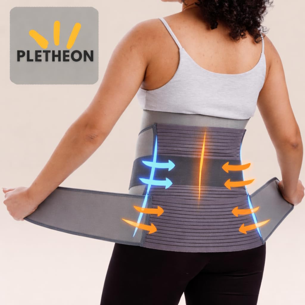 PLETHEON 3 In 1 Postpartum Belly Band Post Pregnancy Abdominal Belt For Women After Birth Belly/Waist/Pelvis Wrap Postnatal Shapewear, (Fit from 30 Inch to 46 Inches of waist) (Gray)