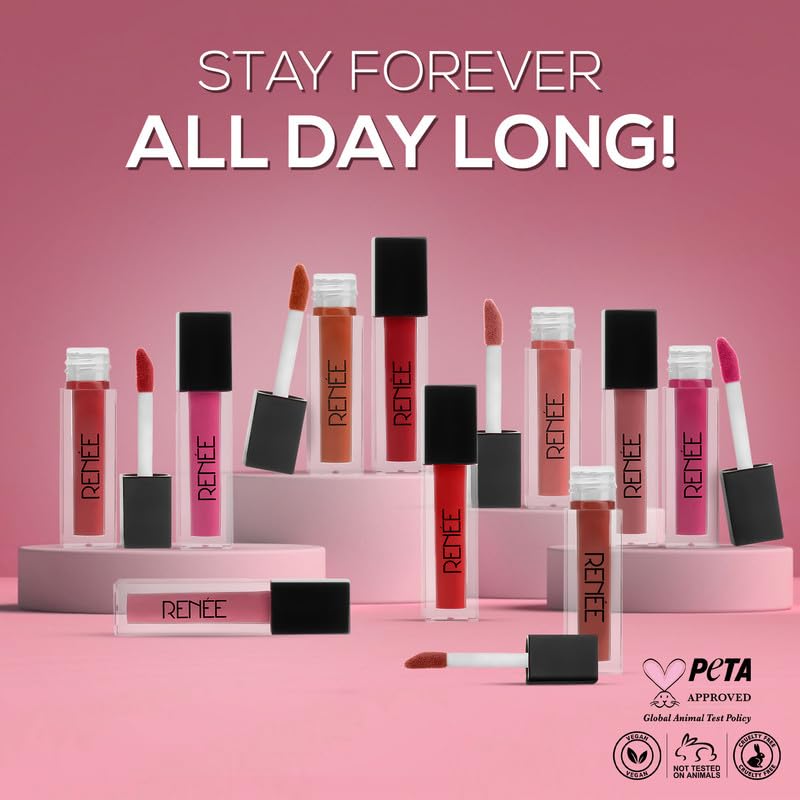 RENEE Stay Forever Matte Liquid Lipstick Combo - Transfer-Proof, Smudge-Proof, Long Lasting, Infused with Vitamin E & Jojoba Oil - , Travel Pack of 10 - Beauty from RENEE - Shop in Sri Lanka at Arcade.lk