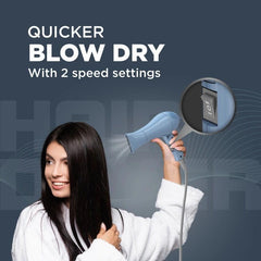 Havells 1000W Foldable Hair Dryer | 2 Heat Settings (Hot/Warm) | Heat Balance Technology | Pastel Blue | Your Perfect Blow Dry Companion For Effortless Hair Styling | HD1835