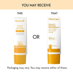 WishCare Vitamin C Pure Glow Milk Sunscreen with SPF 50 PA++++ In-Vivo Tested | Glowing Skin with Broad Spectrum Protection | Ultra Lightweight, Oil Free & No White Cast | For All Skin Types | 50ml