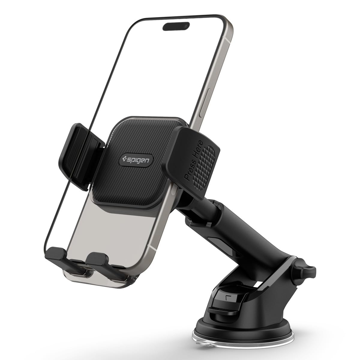 Spigen Dashboard & Windshield Car Mobile Holder [Strong Suction Cup][360° Rotational][Stable Hold] Compatible with Most Smartphone Devices - Black