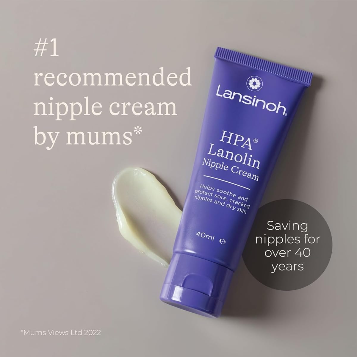 Lansinoh Nipple Cream For Cracked, Dry and Sore Nipples, Breast Feeding Moms, 100% Natural Origin HPA Lanolin, Soothing, Tasteless & Odourless, Clinically Tested, Safe For Baby, 40ml