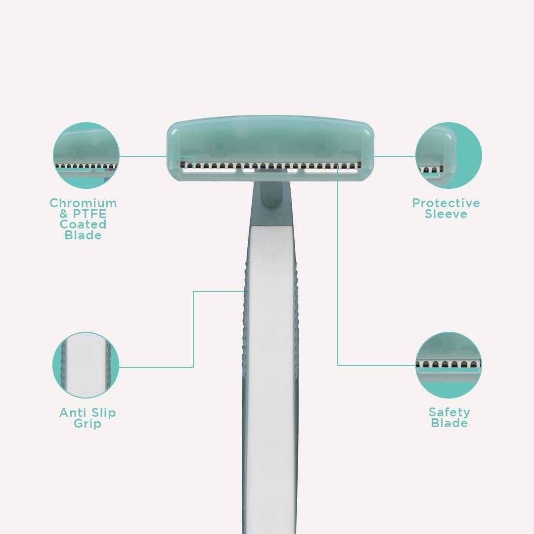FURR Bikini Line Razor With Chromium and PTFE Coated Reusable Blade | With Protective Sleeve & Anti Slip Grip | Painless Hair Removal | Irritation & Rash Free Shaving | For Women | Pack Of 1