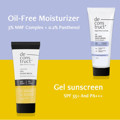 Deconstruct Hydration & Defense Combo: Oil-Free Moisturizer & No White Cast SPF 55+ | Get Glowing Skin with Sun Protection | Moisturizer For Oily Skin | No White Cast & Lightweight | Pack of 2