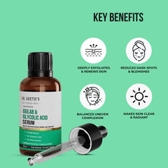 Dr. Sheth's Gulab & 6% Glycolic Acid & 5% Niacinamide Instant Brightening Face Serum | Improves Skin Texture & Uneven Skin | Normal to Oily Skin | Sensitive Skin | 30ml