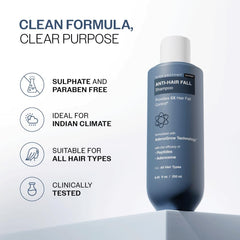 Bare Anatomy Anti Hair Fall Shampoo | 5x Hair Fall Control & Growth|Contains Biotin Adenosine, & Peptides | Rosemary, Rice Water, Hyaluronic Acid | For All Hair Types | For Women & Men | 250ml