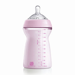 Chicco Natural Feeling 330ml Baby Milk Feeding Bottle with Wide Neck, Anti-Colic for Easy Milk Flow, for Babies & Toddlers 6m+ (Pink)