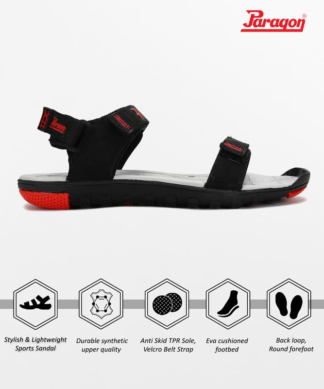 Paragon K1407G Stylish Velcro Sandals for Men | Durable, Comfortable & Lightweight Sandals with Cushioned Soles | Easily Washable | Ideal for Outdoor Use