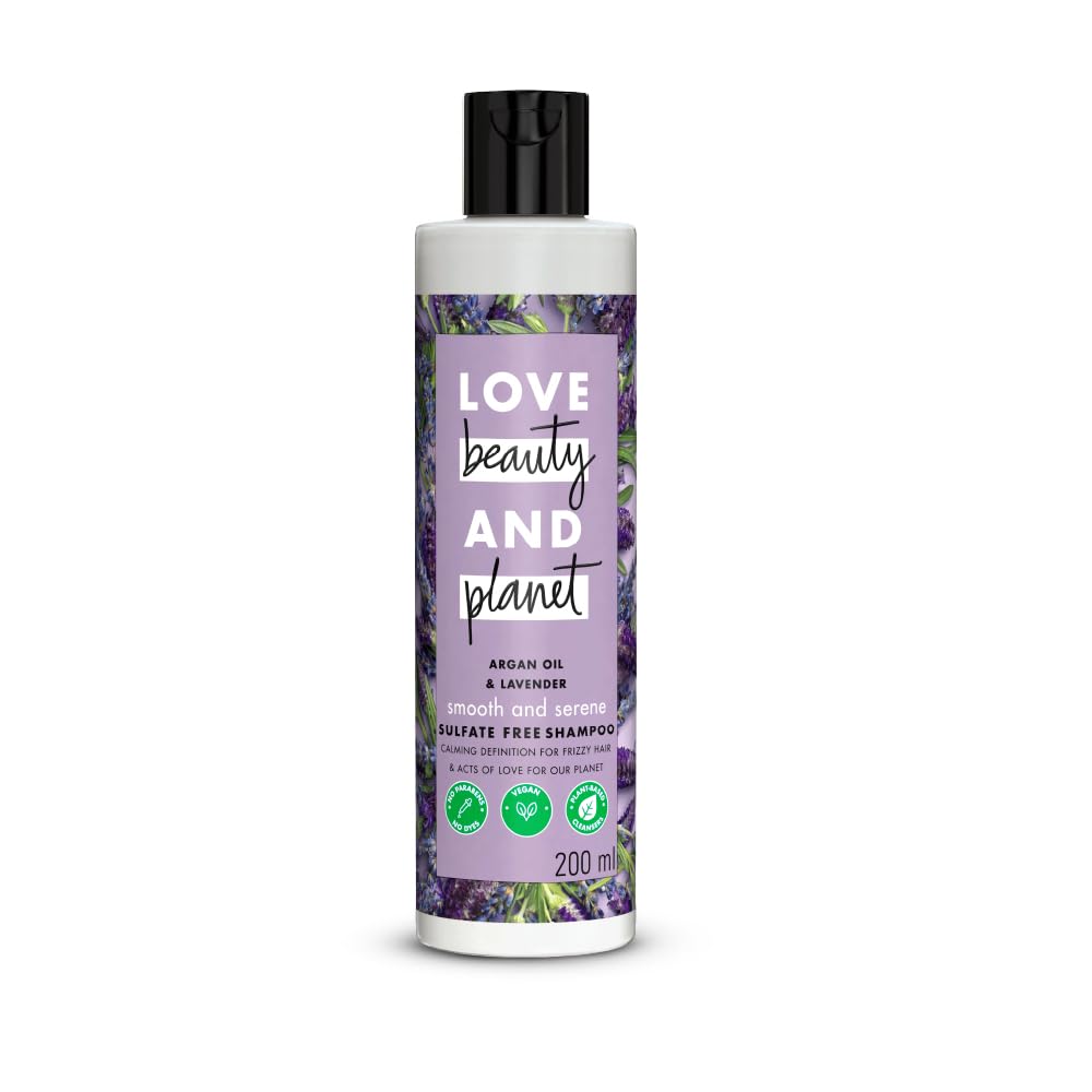 Love Beauty & Planet Argan Oil and Lavender Sulfate Free Smooth and Serene Shampoo | No Parabens | No Dyes | 200ml