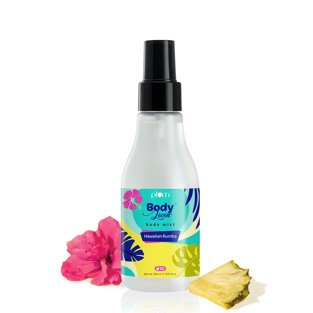 Plum BodyLovin Hawaiian Rumba Body Mist for Women | Refreshing Long Lasting Tropical Fragrance | Perfume Body Spray for Women | Vegan & Paraben Free | Travel Friendly Beachy Fresh Scent | 150ml