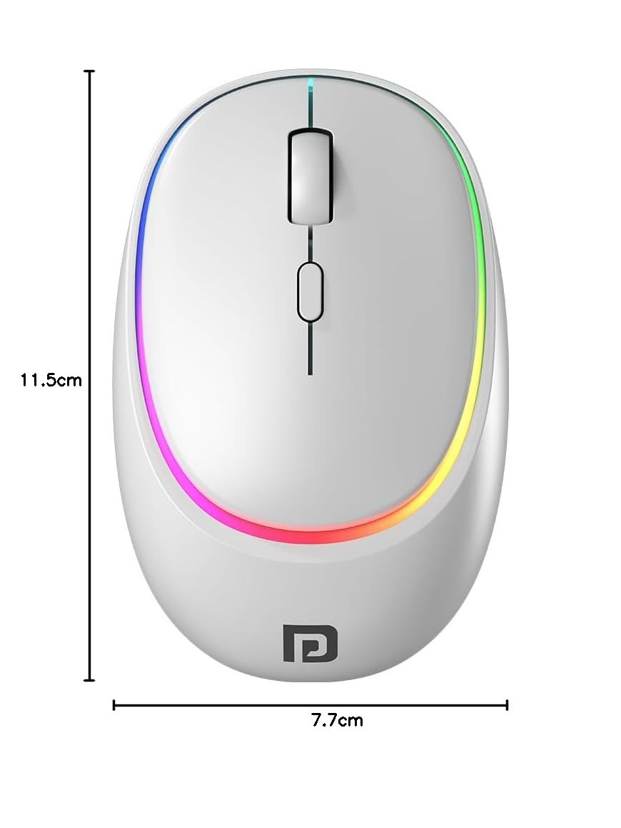Portronics Toad IV Bluetooth Mouse with 2.4 GHz Wireless (Dual Connectivity), Rechargeable, Connect up to 3 Devices, RGB Lights, Adjustable Optical DPI, for Laptop, PC, Tablet, Smartphone (White)