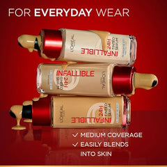 L'Oreal Paris Infallible 24H Tinted Serum Foundation, Light-Weight Coverage, Dewy & Radiant Finish, Transfer-Proof, 30Ml