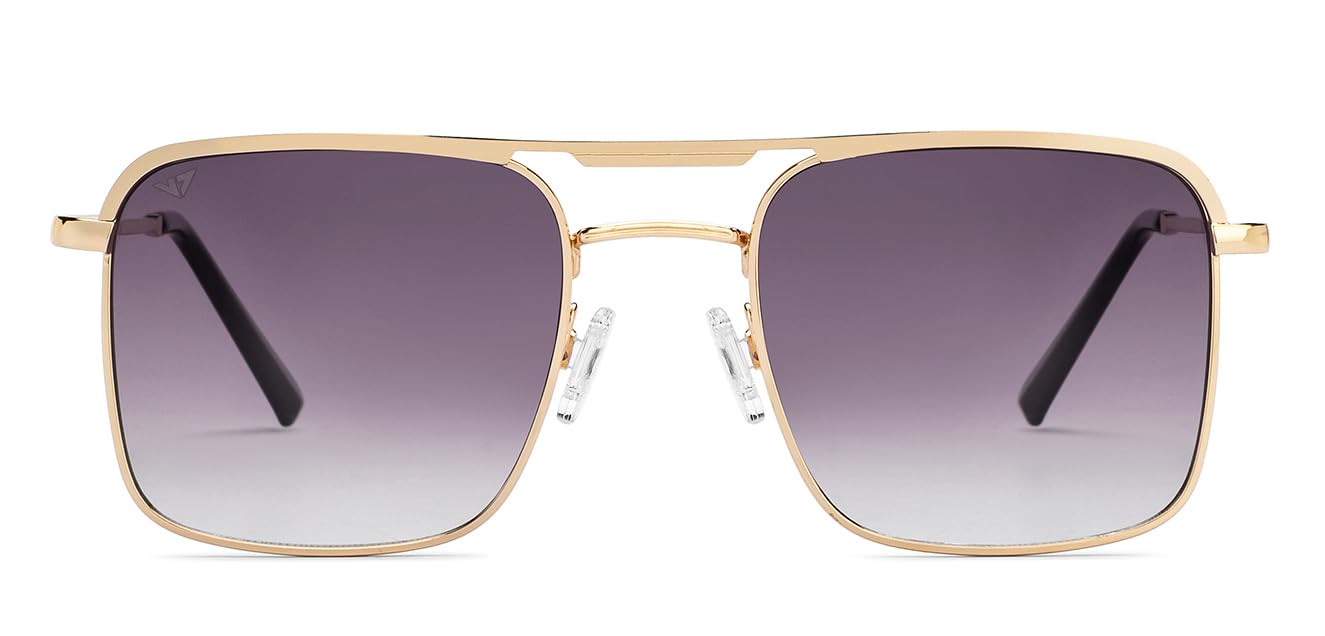 VINCENT CHASE EYEWEAR By Lenskart|Gold Pink Full Rim Square|Fashion Essentials|Branded Latest And Stylish Sunglasses|100% Uv Protected|Men & Women|Medium|Vc S15800