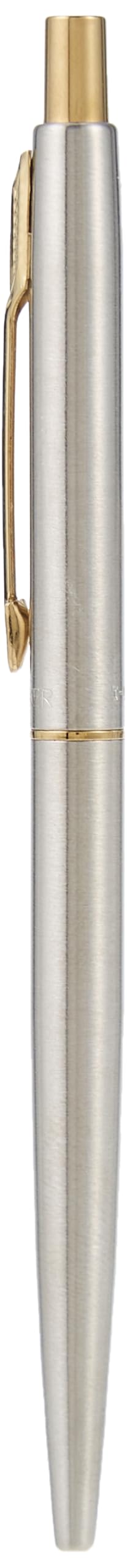 Parker Classic Stainless Steel Ballpoint Pen | Gold Trim | QuinkFlow Technology | Blue Ink, Fine Tip
