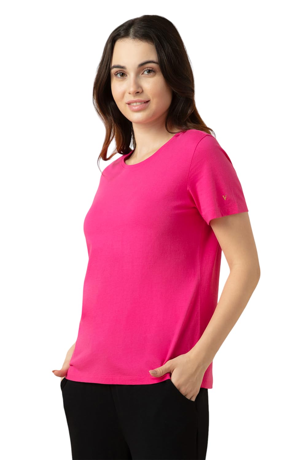 Van Heusen Women's Cotton Relaxed Fit Lounge T Shirt - Relax Fit, Round Neck, Short Sleeves