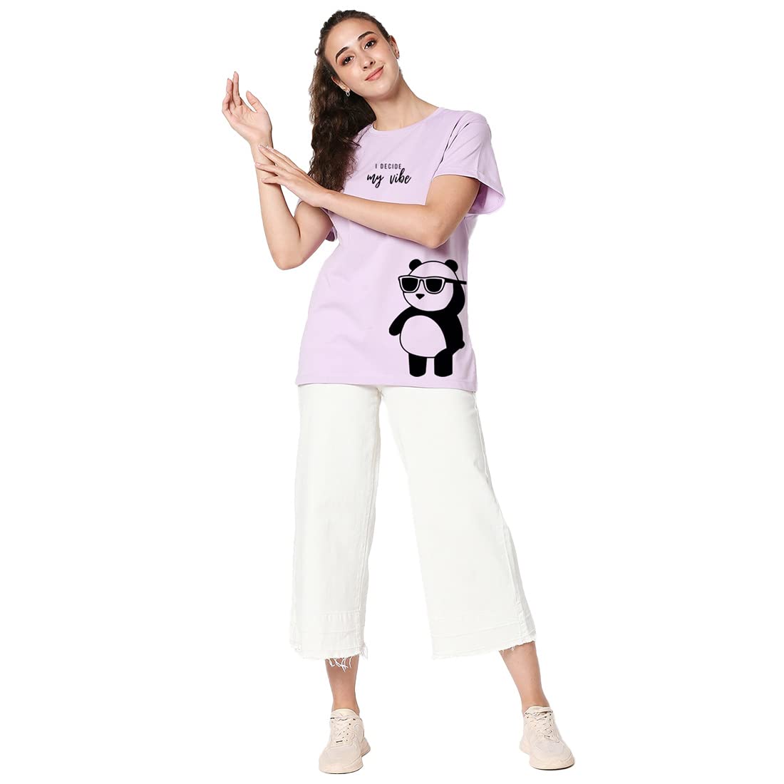 Women's Graphic Printed 100% Cotton T-Shirt - Boyfriend Fit, Round Neck, Half Sleeve, S