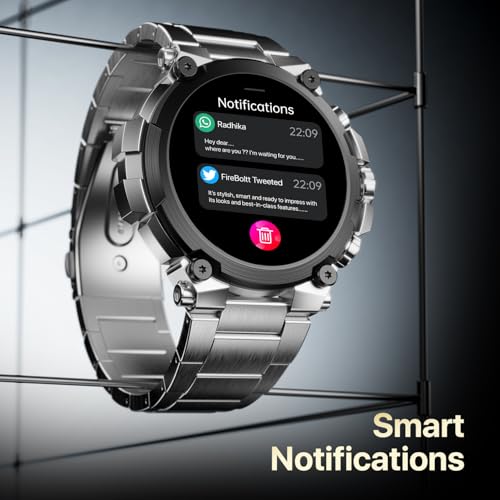 Fire-Boltt Dominian 36.3mm (1.43 inch) AMOLED Display, Stainless Steel Design, 466 * 466 px Resolution, Bluetooth Calling, Sports Modes, Health Mode, IP67, Weather (Black Silver)