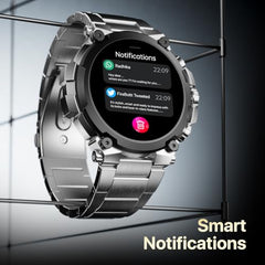 Fire-Boltt Dominian 36.3mm (1.43 inch) AMOLED Display, Stainless Steel Design, 466 * 466 px Resolution, Bluetooth Calling, Sports Modes, Health Mode, IP67, Weather (Black Silver)