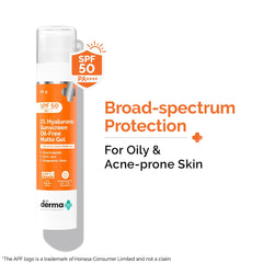 The Derma Co 1% Hyaluronic Sunscreen Oil-Free Matte Gel SPF 50 PA++++ | For Oily, Acne-Prone Skin | Lightweight Texture | No White Cast | Broad Spectrum Protection & Blue Light Protection