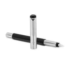 Parker Vector Mettalix Chrome Trim Fountain Pen with Quink Ink Bottle - Blue | Refillable Fountain Pen for Professionals, Students | Ergonomically crafted for comfortable, fatigue-free writing