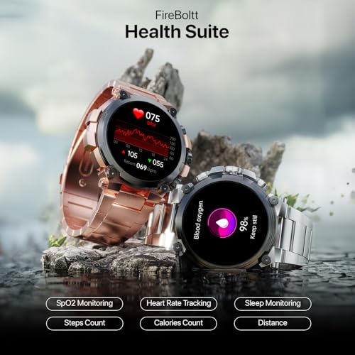 Fire-Boltt Dominian 36.3mm (1.43 inch) AMOLED Display, Stainless Steel Design, 466 * 466 px Resolution, Bluetooth Calling, Sports Modes, Health Mode, IP67, Weather (Black Silver)