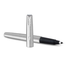 Parker Frontier Stainless Steel Chrome Trim Roller Ball Pen| Ink Color - Blue | Gift For Employees | Unique Gifts For Entrepreneurs