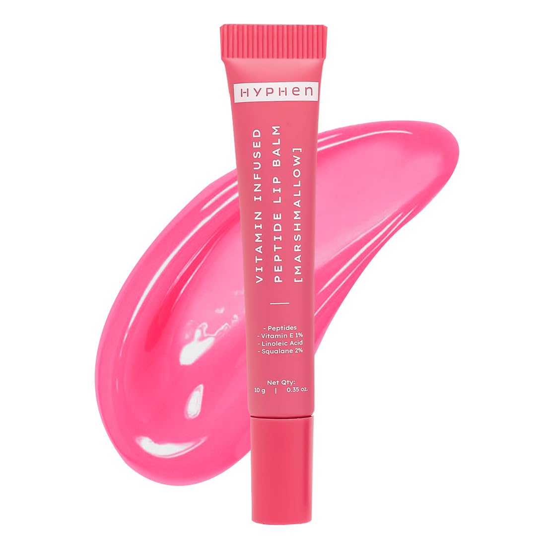 Hyphen Tinted Lip Balm - Marshmallow Pink | 1% Vitamin E, 2% Squalane & Peptides | Brightening Lip Balm for Dark Lips | 24h Moisturization & Hydration for Dry & Chapped Lips - 10 g