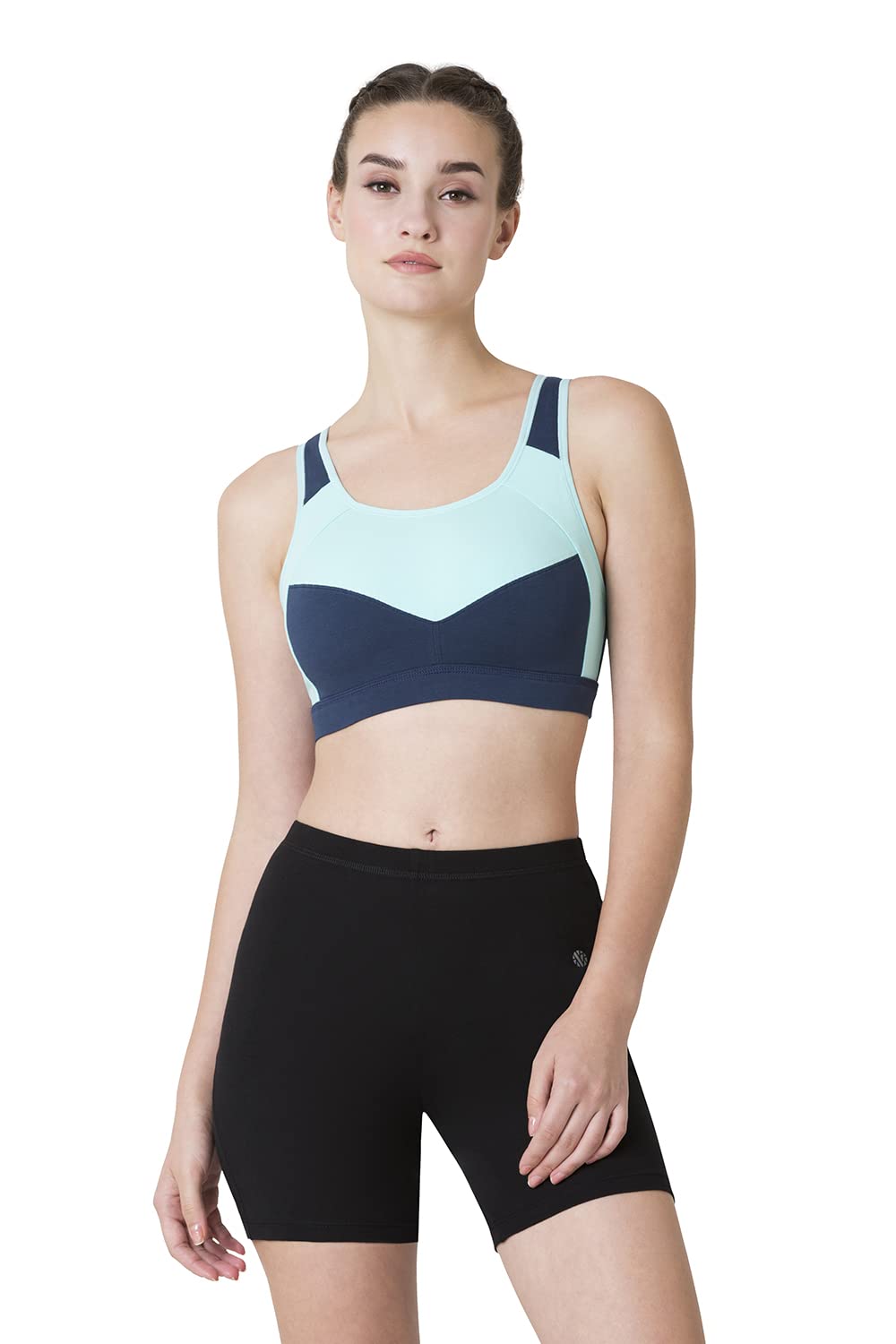 Van Heusen Women's Cotton Padded Wireless Racerback Medium Impact Sports Bra - Anti Bacterial, Full Coverage