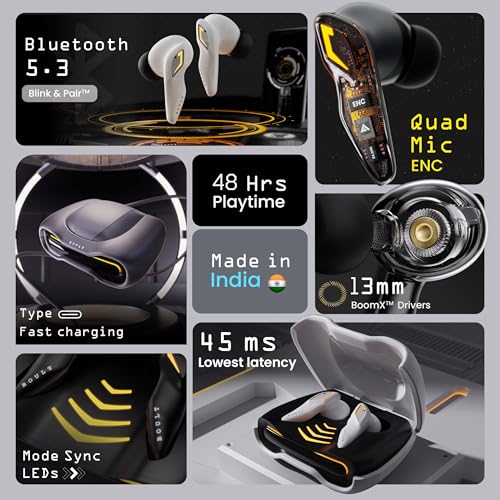 Boult Audio UFO Truly Wireless in Ear Earbuds with 48H Playtime, Built-in App Support, 45ms Low Latency Gaming, 4 Mics ENC, Breathing LEDs, 13mm Bass Drivers - Electronics from Boult - Shop in Sri Lanka at Arcade.lk