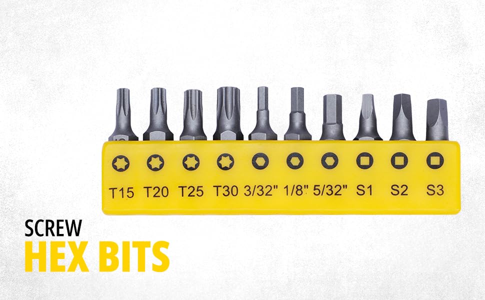 STANLEY 68-071-23 26-Piece Insert-Bit Chrome-Vanadium Screwdriver Set for Home, DIY, Professional & Industrial Use Ideal for Carpentry, Mechanical, Electrical & Plumbing Tasks, YELLOW & BLACK