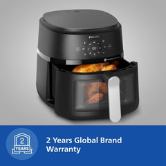 PHILIPS Air Fryer NA120/00, uses up to 90% less fat, 1500W, 4.2 Liter, with Rapid Air Technology (Black), Large
