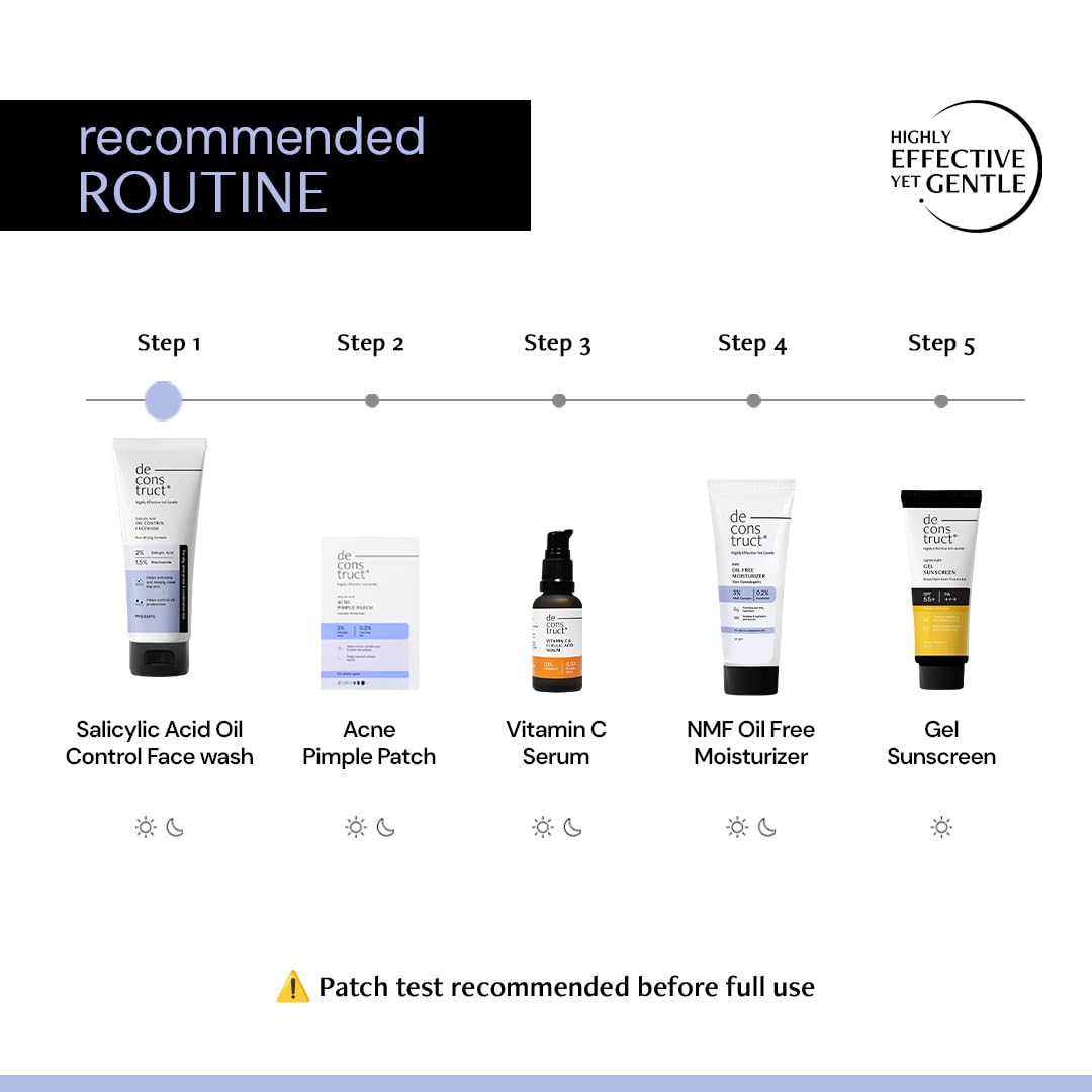 Deconstruct 2% Salicylic Acid Oil Control Face Wash with Niacinamide | For Oily, Combination, Normal Skin | Facewash for Men & Women | 100g